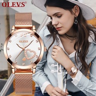 OLEVS jam tangan perempuan Original Casual Ladies Clock Gold Rhinestone wrist watch for girl 30 mete