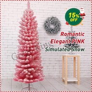 Great-King Pink Pointed Snow Slim Christmas tree Flocking Pink Artificial Snow Christmas tree