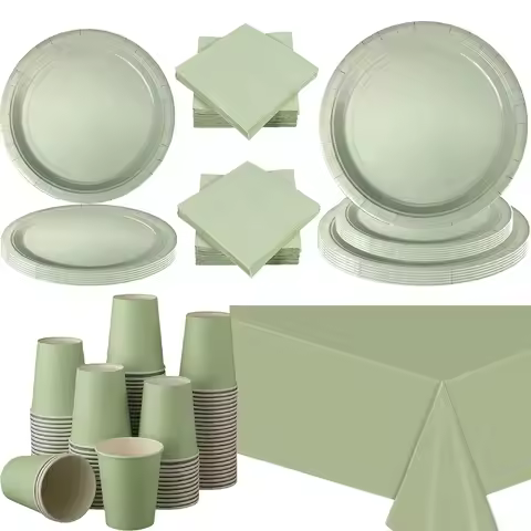 Solid Color Sage Green Party Theme Party Supplies Tablecloths Paper Towels Paper Cups Sage Green Bab