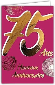 Afie 75th Birthday Card Glossy Gold Textured for Men - Colour Texture - 69-2475