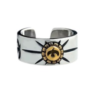 S925 Thai Silver Trendy Male Ring Takahashi Inlaid Copper Eagle Ray Totem Mark Open Men Women Simple