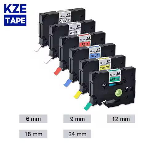 Kze 6mm 9mm 12mm 24mm 231 Compatible Brother Tze-231 Multicolor Laminated Ribbon Label Tape tze231 6
