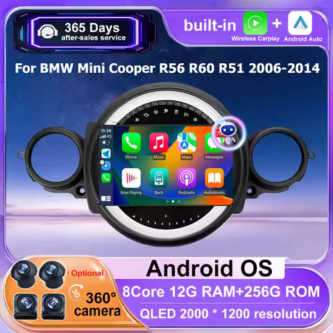 Android 16 Auto Carplay For BMW Mini Cooper R56 R60 R51 2006-2014 Car Radio Multimedia Player GPS Na