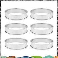 Super 6 Pack 4 Inch Double Rolled English Muffin Rings, Stainless Steel Crumpet Rings, Tart Rings, R