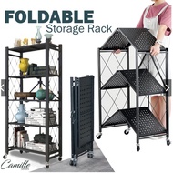 SG Home Mall CAMILLE Folding Storage Rack - Fully Foldable EASY INSTALL Full Metal Storage Rack Kitchen Rack