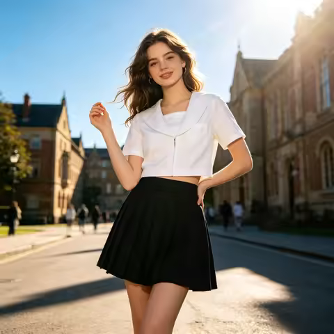 Basic White Sailor JK Top, Kanto Sapporo Placket Shirt, Short Long Sleeve School Uniform for Women D