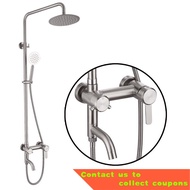 304Stainless Steel Shower Head Set Cold Tropical Spray Gun Lifting Top Spray Shower Head Nozzle Set Brushed 8KQC