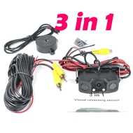 3 in 1 Car Parking Night Vision CCD Camera Rear View Camera + Parking Sensor Distance Measurement Ra