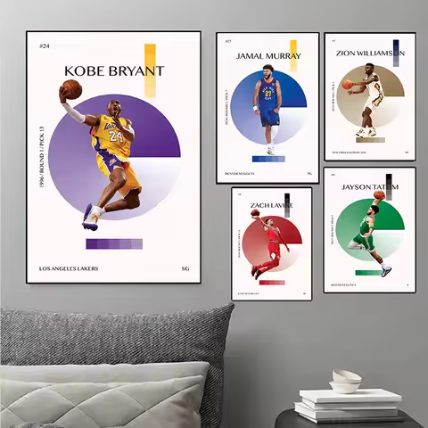 Modern and simple Basketball Athlete High quality Posters Kawhi Leonard Jayson Tatum Curry Sport Can