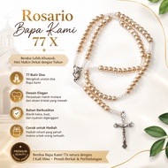 77 X OUR FATHER ROSARY NECKLACE SYNTHETIC PEARL BEADTALI