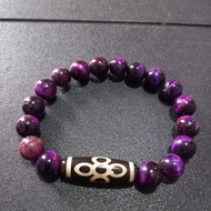 Tibetan purple tiger eye bracelet with dzi 5 eye stone uk 10 mm