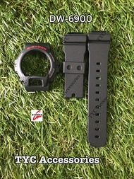 กรอบสาย นาฬิกา จีช็อค 💯% รุ่น DW-6900 สีดำด้านฟร้อนแดงเทา