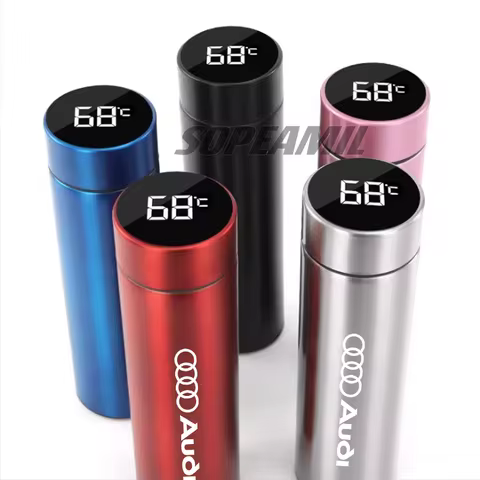 500ML Car Vacuum Cup Thermos Mug Temperature Display Coffee Cup Audi A1 A3 A4 A5 A6 A7 A8 Q2 Q3 Q5 Q