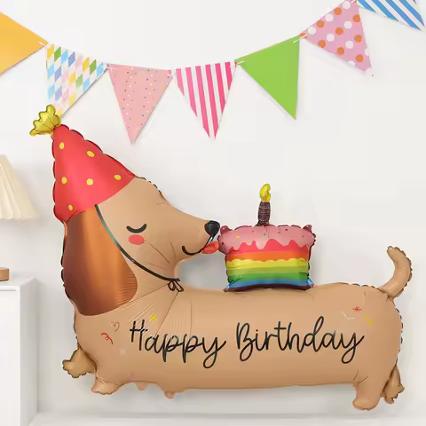 Cartoon Birthday Sausage Dog Aluminum Film Balloon Dog Theme Party Balloon Decoration Birthday Party
