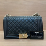 NO:D2 Chanel 黑金 LEBOY 羊皮 2018年 24開 中號 菱格金扣鏈條包  有卡 有塵袋 無盒子 尺寸底長25*高15*寬8*