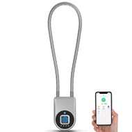 eLinkSmart Fingerprint Cable Lock, 14" Long Shackle Keyless Entry Biometric Waterproof Bluetooth Sma