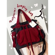 Women's BAG MULTIPOCKET DUMPLING BAG - RED BLACK BAG