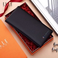 กระเป๋าสตางค์หนังแท้ ELLE HOMME สำหรับผู้ชาย กระเป๋าสตางค์แบบสั้น สไตล์ OL กระเป๋าใส่ธุรกิจ กระเป๋าใ