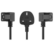 Power Cord 3Pin UK Plug to IEC C13 L-Shape (Left or Right Angle) Full Copper Power Cable Ready Stock