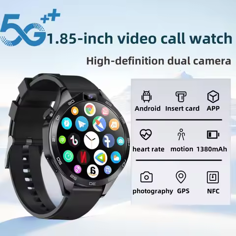 Round Smartwatch 4G Men Upgrade Chip SIM Card 8GB+128GB Android 8.1 Dual Camera WIFI GPS 1.85" Scree