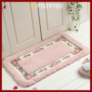 PTKFPT09 1 Pcs Flower Rug, Pink Microfiber Pink Rug, Easy To Use Non-Skid Absorbent 16*24Inch Floral