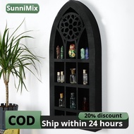 Wall Display Shelf Wood Small Wooden Shelf for Wall Modern 9 Slot Black Wall Hanging Shelves for Kit