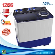 AQUA Mesin Cuci 2 Tabung 12 KG AQW 1250XT AIRDRY System HIJAB SERIES Kapasitas Jumbo