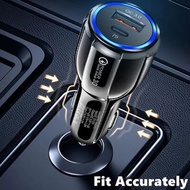 **包郵** [白色] QC3.0車充 雙快充帶PD Type-c車用快充頭 點煙器一拖二車充 [平行進口] YY3415