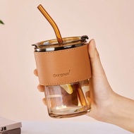 Leather Covered Glass Cup 450ml Material: Glass + High Quality PC Plastic Capacity: 450ml