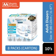 Absorba Conti-Fit Soft Adult Diapers Size M 10's (80-120cm / 31-47 inches) [8 Packs/Carton]