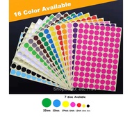 1 Sheet Self Adhesive Round Dot Colour Sticker Label 8mm / 10mm / 13mm / 16mm / 19mm / 25mm / 32mm