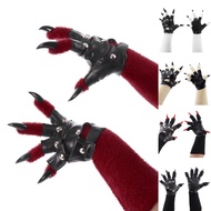 Plush Furry Punk Claw Gloves - Perfect for Cosplay