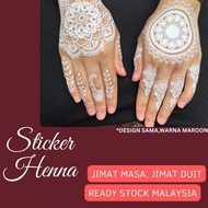 READY STOCK MALAYSIA ❤️ Sticker Instant Henna Design Sticker Merah/ Corak Henna Untuk Pengantin Tuna