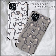 Cute Bear Flat Edge Case Cute Cover TPU Soft Casing for iPhone 13 Pro Max 13 Mini 12 Pro Max 12 Mini 11 Pro Max X XS Max