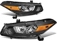 DNA Motoring HL-OH-HA082D-BK-AM-T2 Black Amber OE Style Projector Headlights Replacement Compatible
