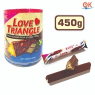 OK Love Trangle Choco Cereal Wtih Cream Filling 450g/30pcs