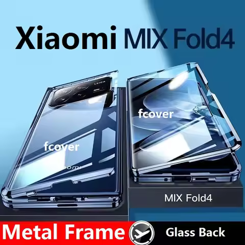 Metal Frame For Xiaomi Mix Fold 4 Case Glass Back Privacy Double Aluminium Bumper Anti Spy Film Magn