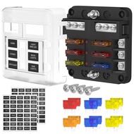 12V Fuse Block 6 Way with LED Indicator Light 12 Volt Fuse Box ATO/ATC Marine Fuse Panel Waterproof