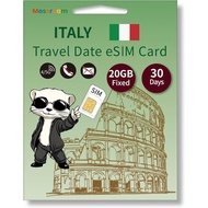Italy SIM Card with 20GB High-Speed Fixed Data for 30 Days - Prepaid 4G/5G Mobile Internet for Trave
