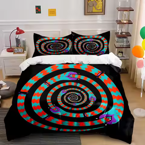Colorful Spiral Snake Design Trio Exquisite three-piece bedding set gift for kids and adults