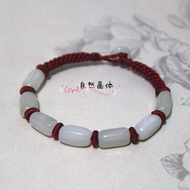 Hand-woven Knot Bracelet Hetian Jade Conformal Barrel Bead Bracelet Free Certificate Corn Knot Brace