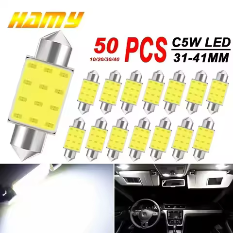 10/30/50 PCS C10W C5W LED Bulb Festoon 31/36/39/41mm 12V COB 6500K White Car Interior Dome Reading T