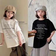 【Ready stock】女童儿童韩版字母纯棉T恤百搭洋气短袖宽松上衣 jw7clX96J11023