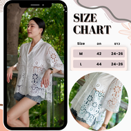 LAYLA  เสื้อเชิ้ตแนยาวผ้าคอตตอนแต่งผ้าลูกไม้+คอปกระบายแต่งลูกไม้ ปักเป็นลายดอกไม้  CARDIGAN_NISTA