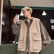 Fake two-Piece Shirt Fake two shirts Fake two-Piece Vest Overalls Shirt Men Loose Retro Street Wear 