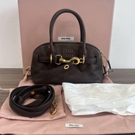 MIUMIU 石楠木壓紋刻字保齡球mini 21*13.2*8 全新閒置配件盒子塵袋