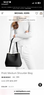 Michael Kors 黑色中號Pratt系列水桶包－經典金屬裝飾高質感皮革肩背包 附原廠標籤與保養卡 高度保養二手精品