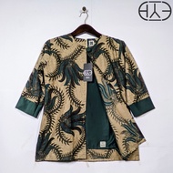 Batik Atasan wanita Cantik Kerja Kantoran Katun Premium Lengan 3/4 Modern Retro Model Produksi Wafda