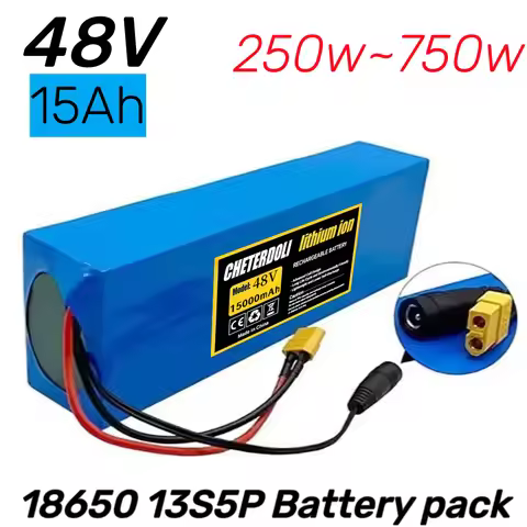 13S5P 48V 15000mAh 18650 Lithium Battery Pack Built-in BMS For 500-750W electrical machinery+54.6V 2