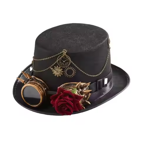 Steampunk Top Hat For Men With Goggles Gay Hat Bowler Top Hat Gay Party Performance Costume Carnival
